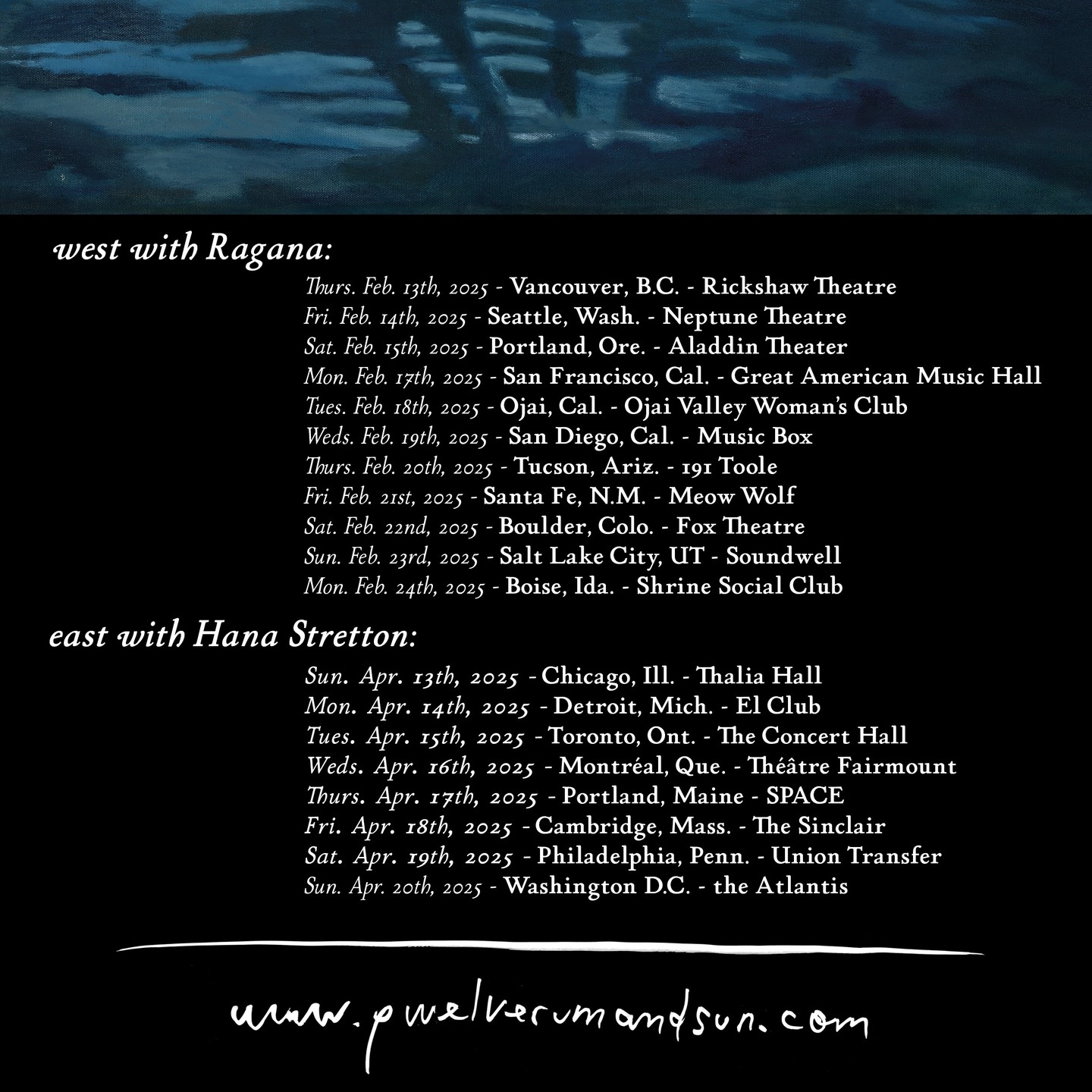 Mount Eerie Night Palace Shows Tour Poster 2025